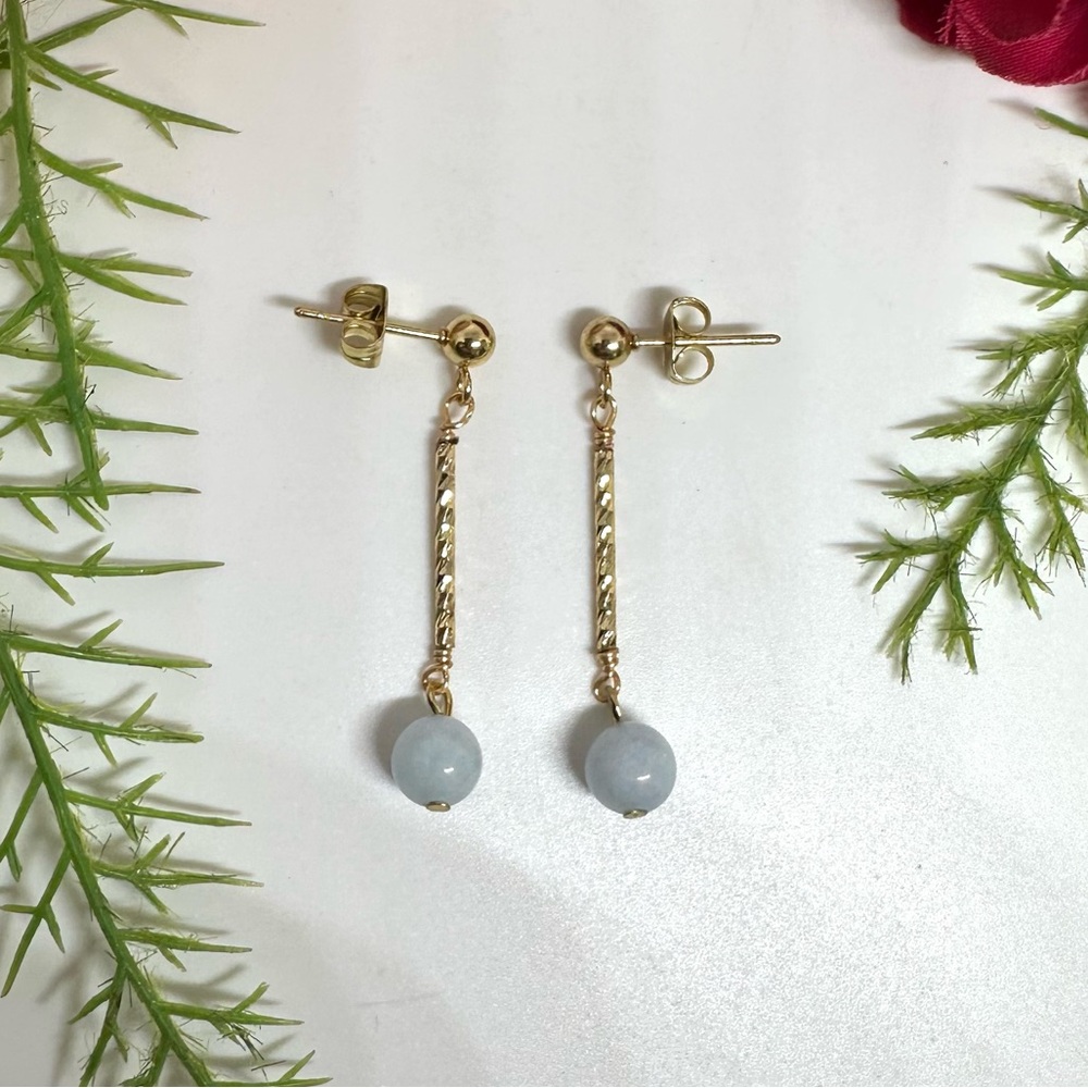 NEW⚜️Raw Aquamarine Golden Drop Earrings
